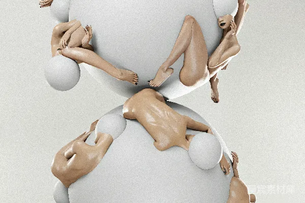 高清摄影 几个人漂浮在一个球上。