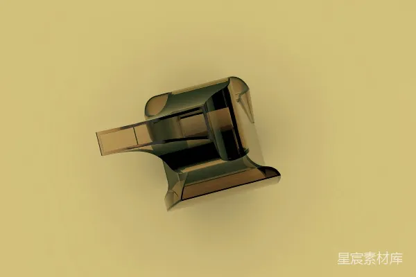 高清摄影 一个金属物体在黄色背景上