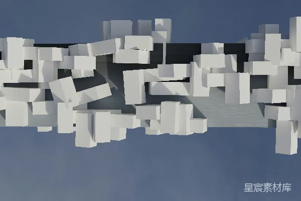 高清摄影 一组白色立方体漂浮在空中