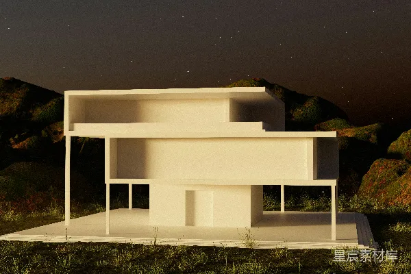 高清摄影 一座白色建筑坐落在郁郁葱葱的绿色田野上。