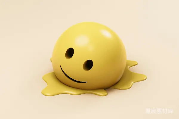 高清摄影 在奶油色背景上融化了的笑脸表情。