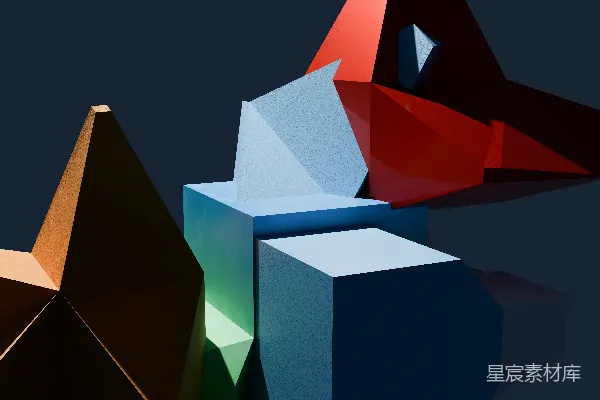 高清摄影 一组不同颜色的形状在黑色背景上