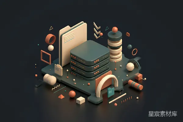 高清摄影 一个风格化的数据存储和处理插图。