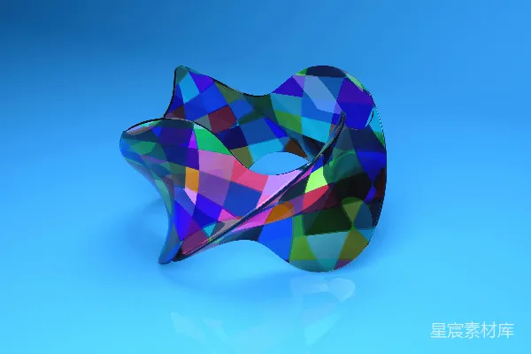 高清摄影 在一个蓝色背景上的一枚多色戒指