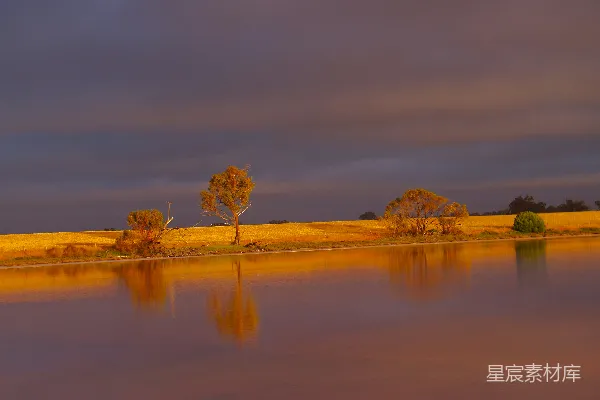 高清摄影 日落时分的宁静湖景