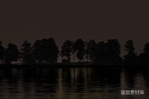 高清摄影 夜幕下的湖景