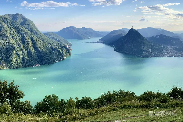 高清摄影 瑞士卢加诺湖全景