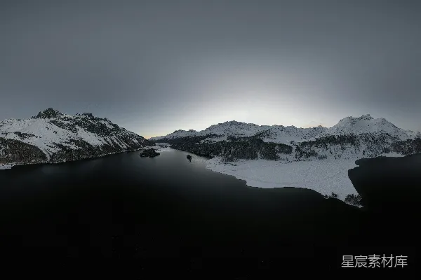 高清摄影 冬日山湖雪景
