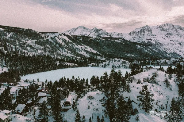 高清摄影 雪景中的小村庄