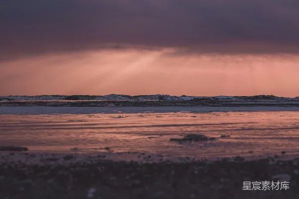 高清摄影 夕阳下的海滩