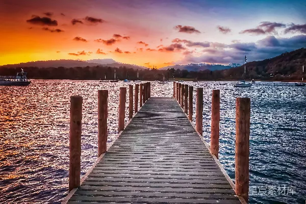 高清摄影 夕阳下的码头