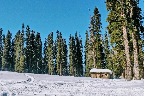 高清摄影 雪地里的木屋