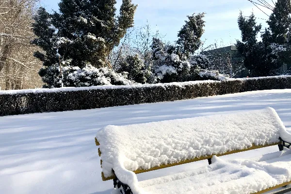 高清摄影 冬日雪景中的长椅