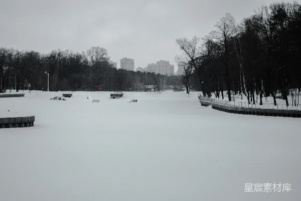 高清摄影 冬日公园雪景