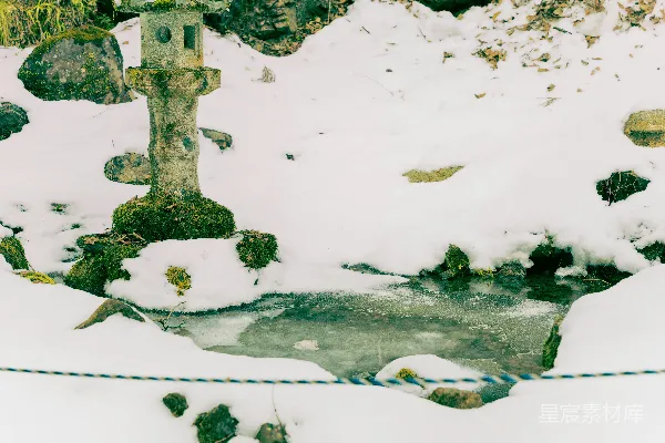 高清摄影 雪地中的古塔