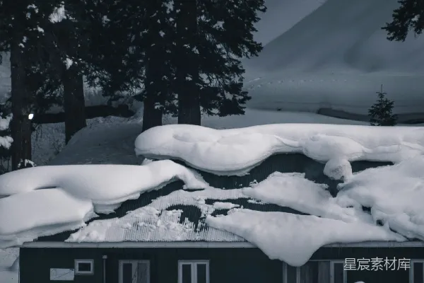 高清摄影 雪中的木屋