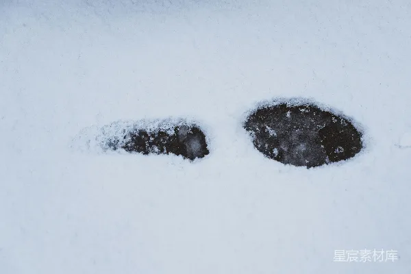 高清摄影 雪地中的足迹