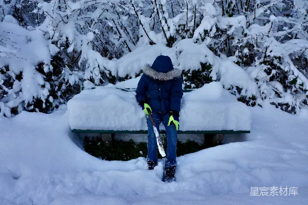 高清摄影 冬日雪中独坐