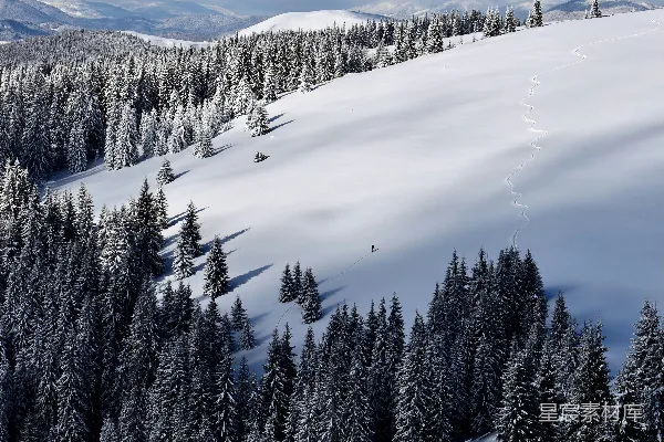 高清摄影 雪地徒步者