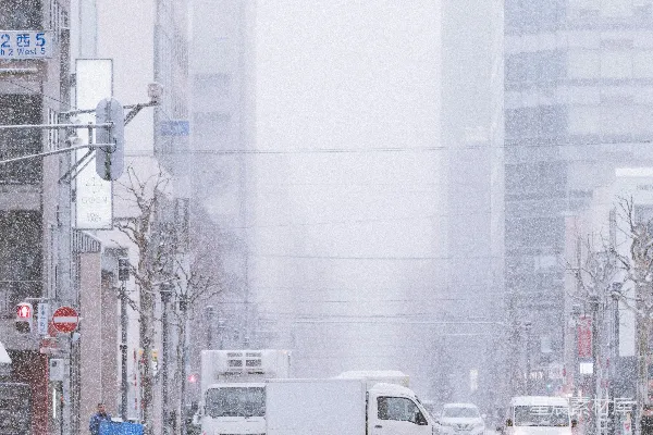 高清摄影 雪中的城市街道