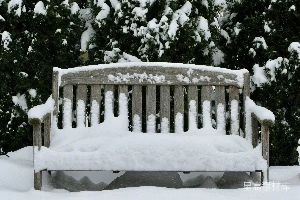 高清摄影 雪中的长椅