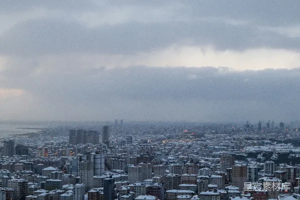 高清摄影 雪后的城市全景