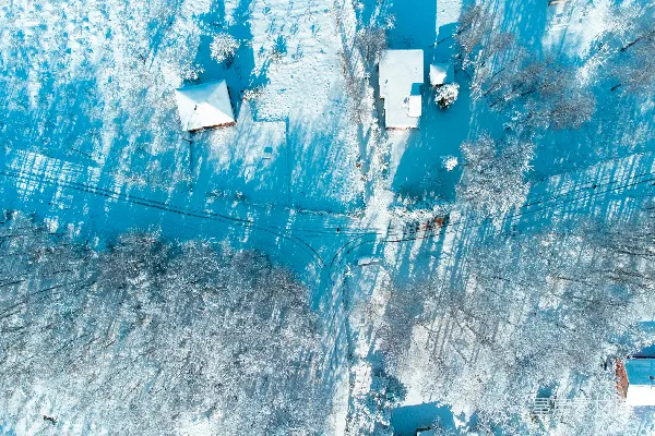 高清摄影 冬日雪景鸟瞰图