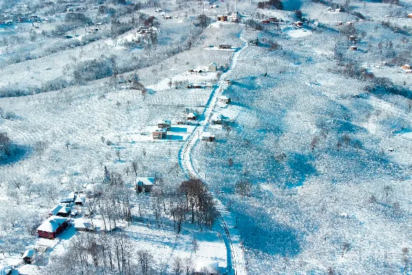 高清摄影 雪后小村庄的宁静冬日