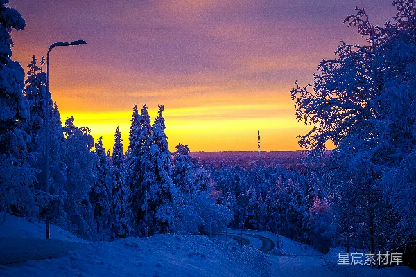 高清摄影 冬日黄昏雪景