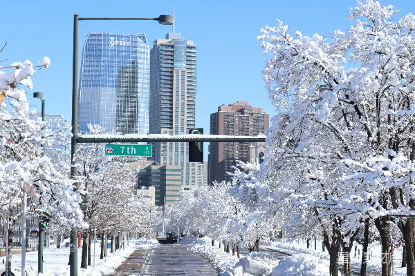 高清摄影 冬日城市雪景