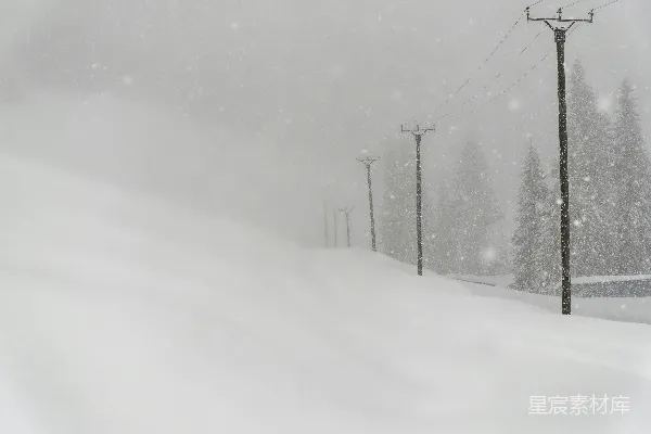 高清摄影 雪中电线杆