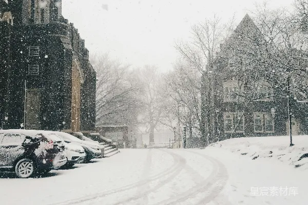 高清摄影 雪中的城市街景