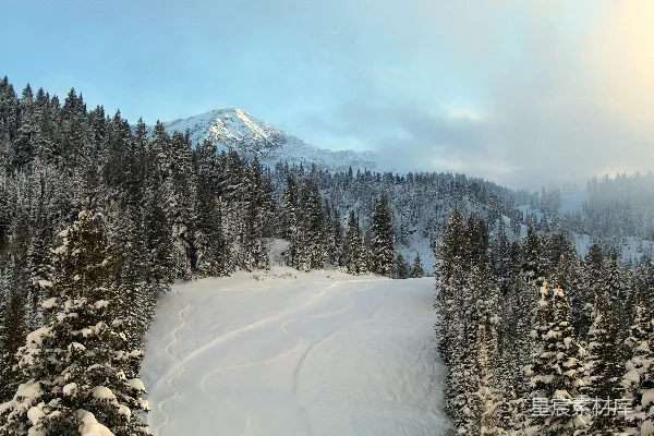 高清摄影 雪景中的滑雪道