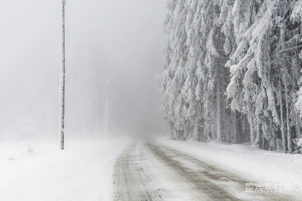 高清摄影 雪中的道路