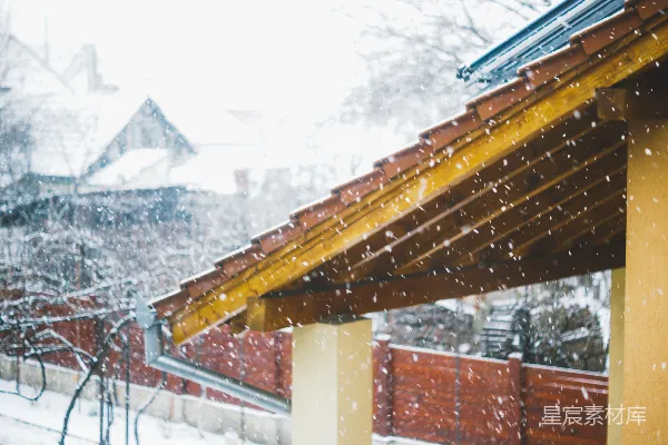 高清摄影 雪中屋檐