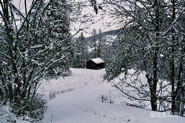 高清摄影 雪景中的木屋