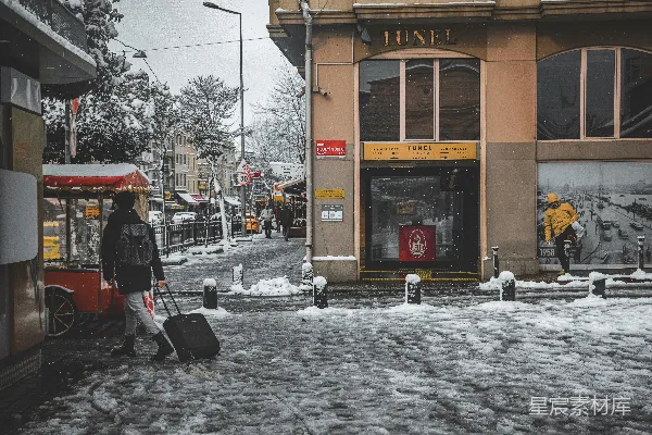 高清摄影 冬日雪景中的城市街道