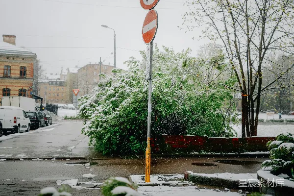 高清摄影 雪中的城市街景