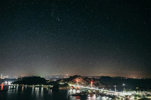高清摄影 夜空下的桥梁与星空