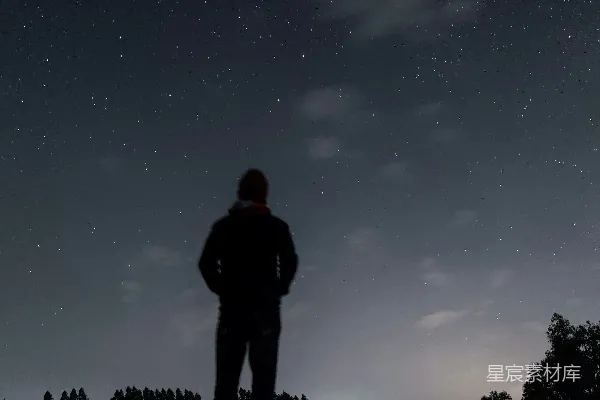高清摄影 仰望星空的剪影