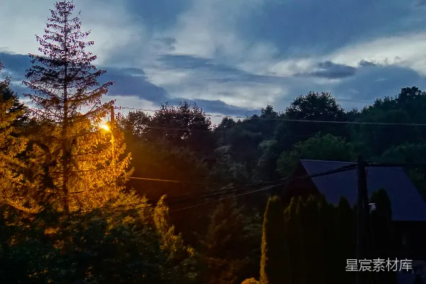 高清摄影 夜幕下的乡村景色