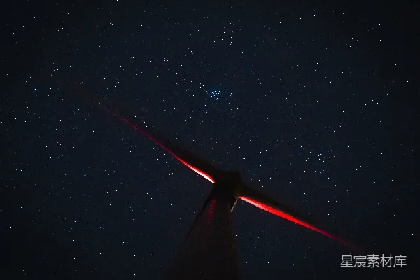 高清摄影 夜空下的风车