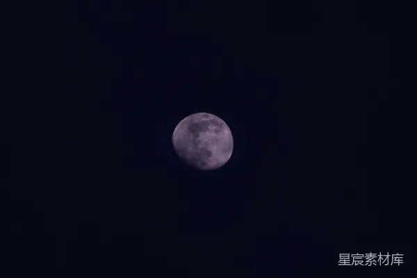 高清摄影 夜空中的紫色月亮