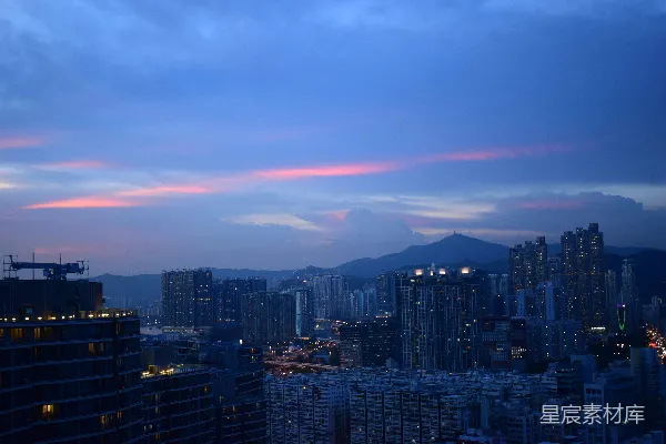 高清摄影 暮色中的城市剪影
