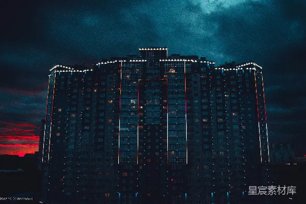 高清摄影 都市夜景：高楼与天空的交响