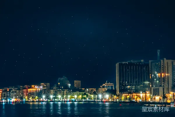 高清摄影 夜幕下的城市与星空