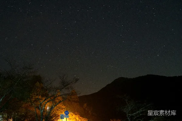 高清摄影 夜空下的山与树