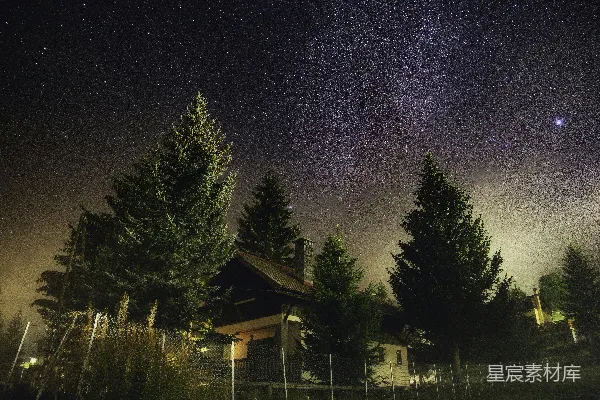 高清摄影 星空下的小屋
