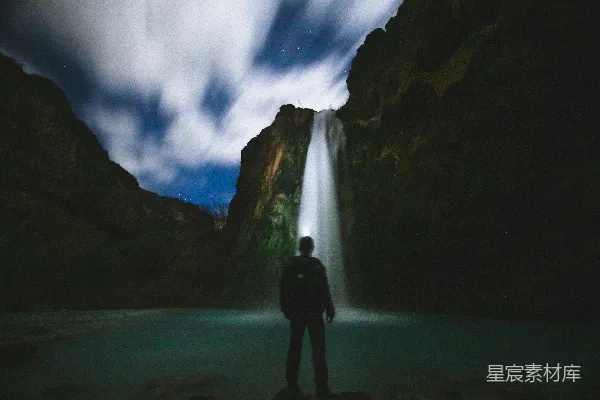 高清摄影 夜间瀑布之景