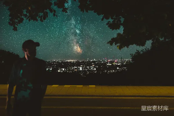 高清摄影 仰望星空的城市夜晚
